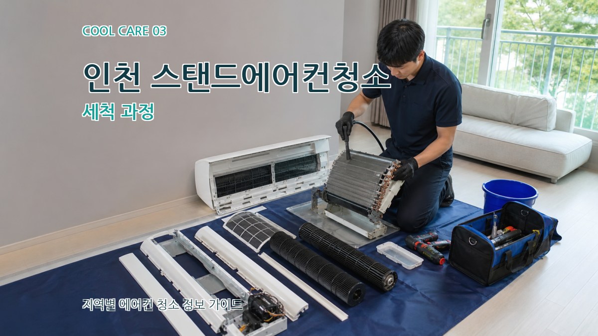 인천 스탠드에어컨청소 세척 과정